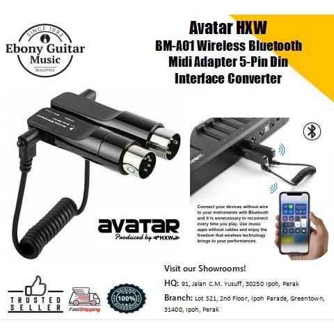 Avatar HXW BM-A01 อะแดปเตอร์ Midi บลูทูธไร้สาย 5 พินตัวแปลงอินเทอร์เฟซ Din