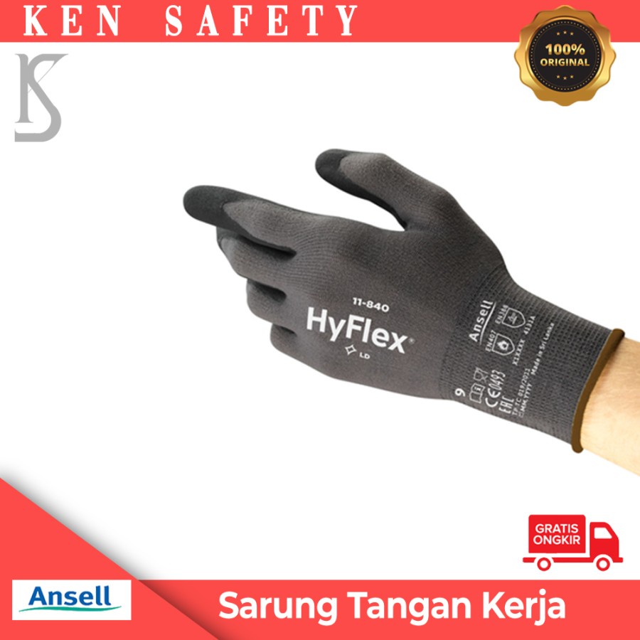 ถุงมือทํางานมัลติฟังก์ชั่น - Ansell Hyflex 11-840 Original