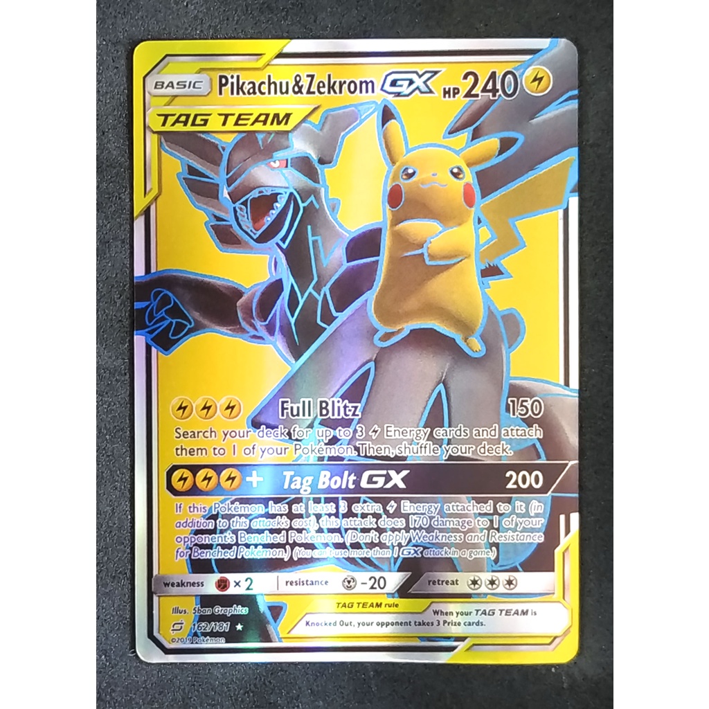 Pikachu & Zekrom Tag Team GX 162/181 พิคาชู & เซครอม Pokemon Card Matt Shadow Series ภาษาอังกฤษ