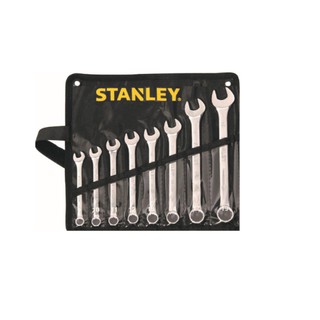 STANLEY ชุดประแจแหวนข้าง ปากตาย 8 และ 9 ชิ้น พร้อมซองผ้าสีดำ สีโครเมี่ยม