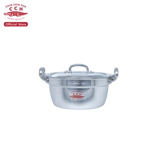 Crocodile Cookware หม้อข้าวทรงญี่ปุ่นรุ่นหนา หม้อชาบู หม้อ 2 หู ตราจระเข้ มีขนาด 22/24/26 ซม.