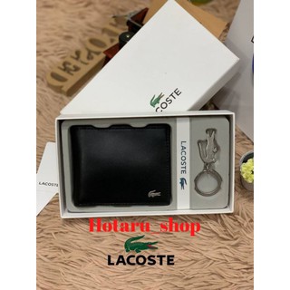 Lacoste short Wallet With Key Chain ชุดเซ็ทที่มีทั้งกระเป๋าสตางค์สั้นและพวงกุญแจเข้าเซ็ทกัน