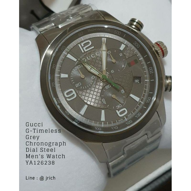 GUCCI G-Timessless Chronograph ของแท้ 100 หน้าปัดเทา 44 mm