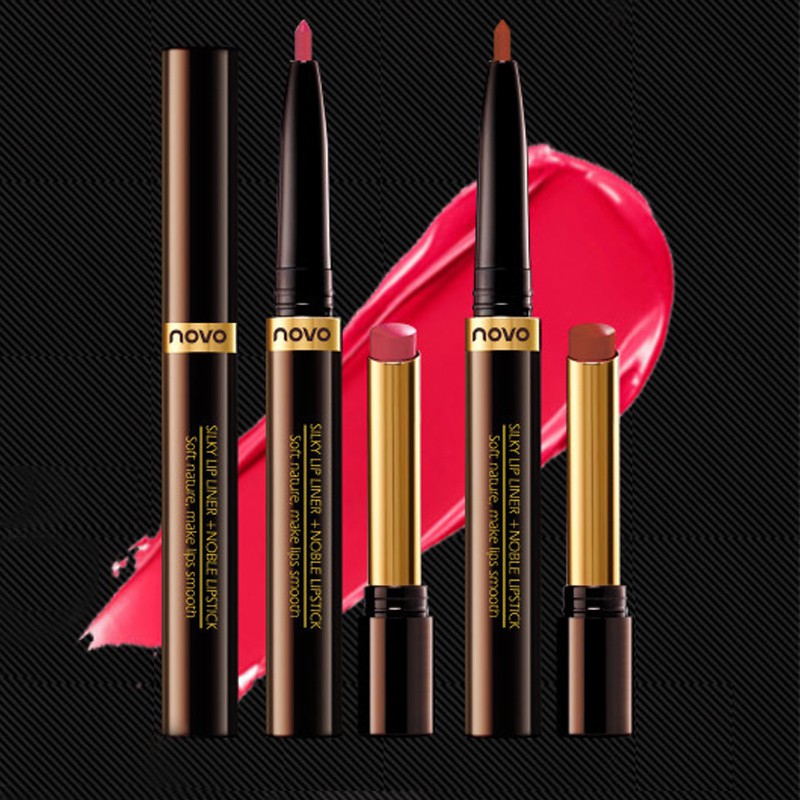 พร้อมส่งค่ะ Novo lip liner lipstick 2 in1 โนโว ลิปไลเนอร์เขียนขอบปาก Lipstick โนโว ลิปแมท ลิปสติก