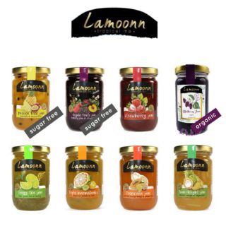 Lamoonn Jam ผลไม้สด60% ไม่ใส่สารสังเคราะห์ใดๆ มีทั้งแบบ ปราศจากน้ำตาล น้ำตาลต่ำ และแบบออร์แกนิค //ขนาด 240g  //แยมละมุน