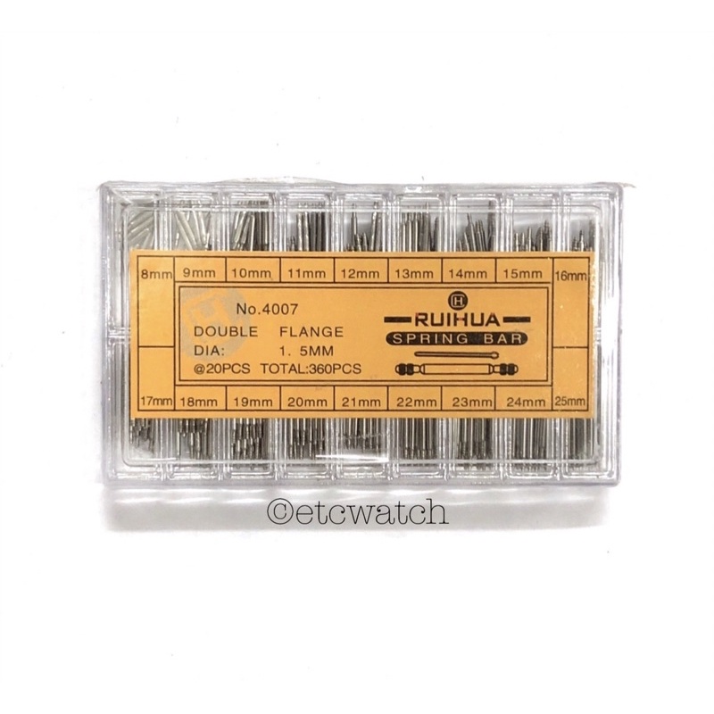 พร้อมส่ง> Spring bar , สลักสำหรับนาฬิกา , สปริงบาร์รวมกล่องคละขนาดแบบมาตรฐาน