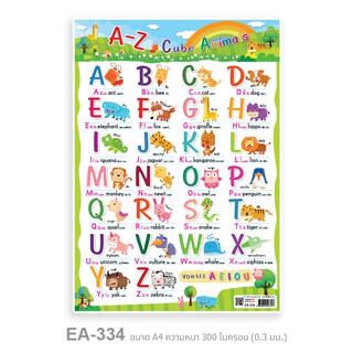 แบบฝึกอ่าน A-Z Animals พลาสติก PP ขนาด A4 #EA-334 (จำนวน 1 ชิ้น)