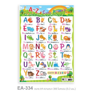 แบบฝึกอ่าน A-Z Animals พลาสติก PP ขนาด A4 #EA-334 สื่อการเรียนการสอน สื่อการเรียนรู้ (จำนวน 1 ชิ้น)