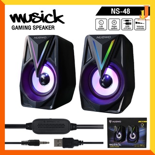 ลำโพงคอม NUBWO NS-48 MUSICK Gaming Speaker ลำโพง มีไฟ เชื่อมต่อผ่าน JACK 3.5mm + USB ระบบเสียง Stereo ใช้งานง่าย