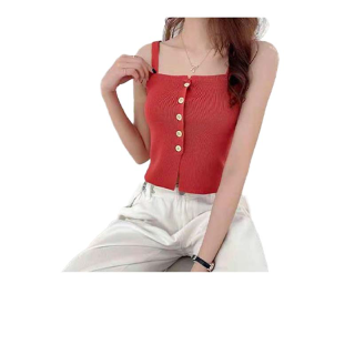 โปรโมชั่น : ส่งไวจากไทยพร้อมส่ง เสื้อกล้ามถักน่ารัก ผ้านุ่มฟูสายเดี่ยวbrick redone size