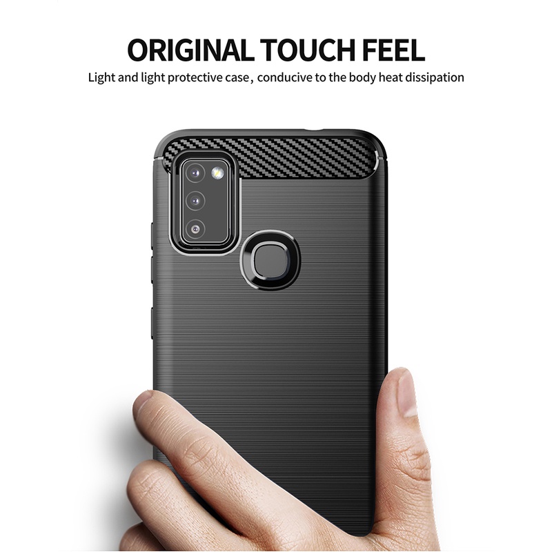 Samsung Galaxy M51 M31 M21 M11 เกราะกันกระแทกคาร์บอนไฟเบอร์แปรงไฮบริดเคส TPU - รูปที่ 2