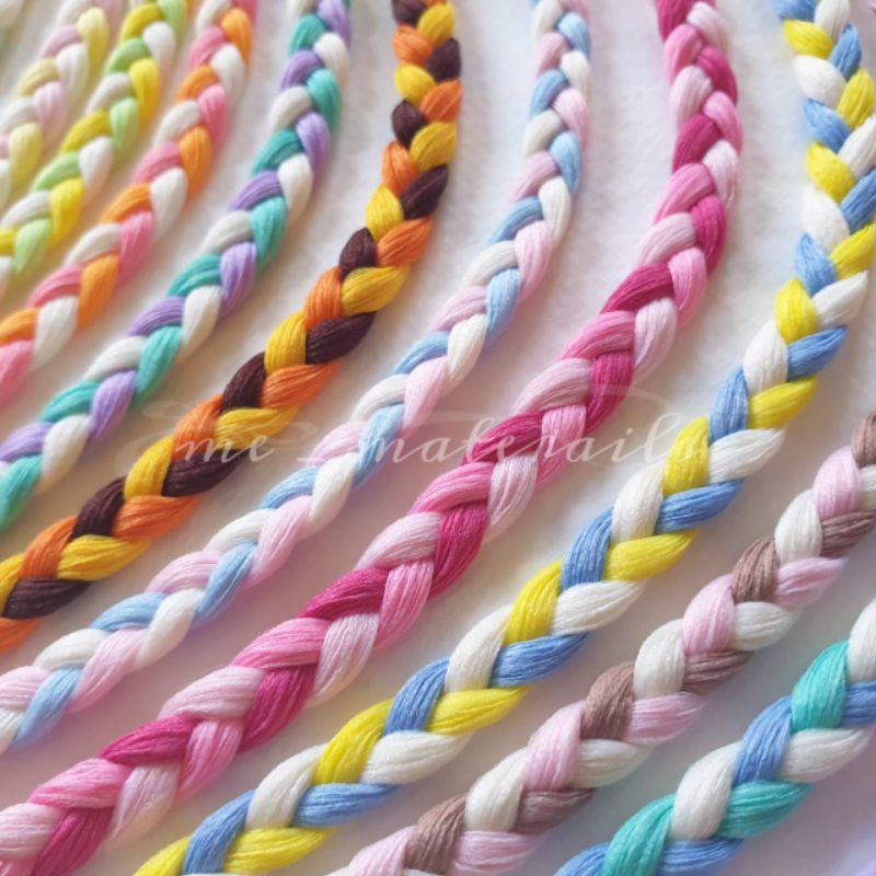 (#115)(มีสีใหม่) 37 สี เชือกเปีย เชือกถัก ขนาด 7มม. ยาว 1หลา (1หลา=90ซม.)