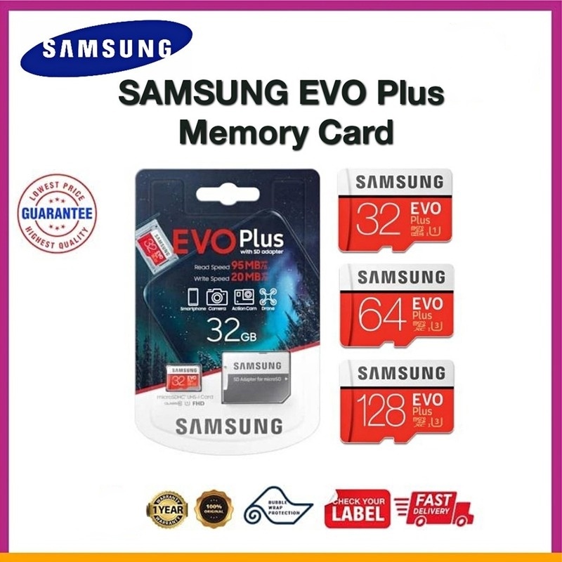 SAMSUNG MEMORY CARD MICRO SD [EVO PLUS]  32GB / 64GB / 128GB