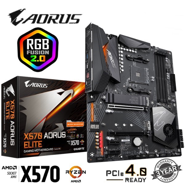 MAINBOARD (เมนบอร์ด) AM4 GIGABYTE X570 AORUS ELITE Warranty 3 - y
