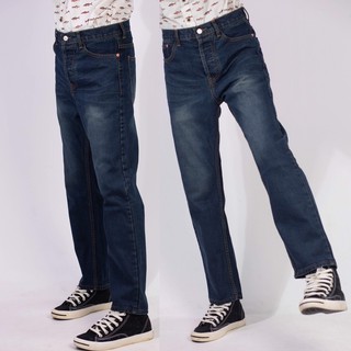 Cc jeans 144 ชาย กางเกงยีนส์ผู้ชาย กระบอก  กระดุม สีเข้ม