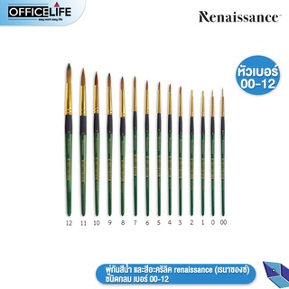 Renaissance พู่กันสีน้ำ และ สีอะคริลิค (เรนาซองซ์) ชนิดหัวกลม เบอร์ 00-12 จำนวน 1 ชิ้น