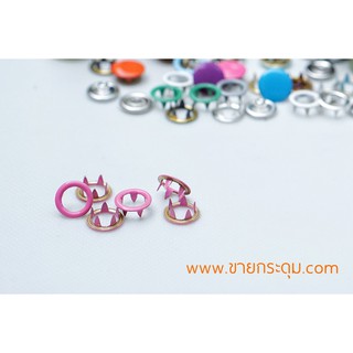 กระดุมแป๊กวงแหวน 9 mm สีชมพูบานเย็น เนื้อทองเหลืองแท้ ไม่เป็นสนิม / RING PRONG SNAP BUTTON 9 MM. FUSCIA