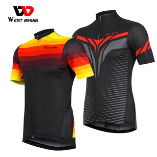 WEST BIKING เสื้อกีฬาแขนสั้น ระบายอากาศได้ดี แฟชั่นฤดูร้อน สําหรับขี่จักรยาน MTB