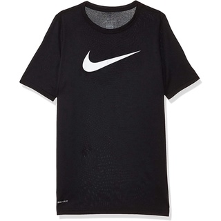 NIKEกัปปะเสื้อยืดผู้ชาย Nike Boys Dri Fit Swoosh T Shirt Black/White Size Medium NIKE Sports T-shirt