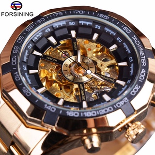 Forsining Men Watch Top Brand Luxury Full Golden Men Mechanical Skeleton Watch Men Sport Watch Designer Fashion Casual C