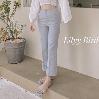 [พร้อมส่ง] Lilyy Foldy #cloudy กางเกงขายาว 8 ส่วน เอวสูง ปลายขาพับ