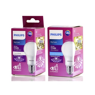 Philips หลอดไฟ LED Bulb 8W E27 My Care Cool White, Cool Daylight กล่องสีม่วง