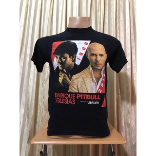 เสื้อยืดผ้าฝ้าย เสื้อวงมือสอง ENRIQUE IGLESIAS &amp; PITBULL TOUR 2014 Size S มือ2