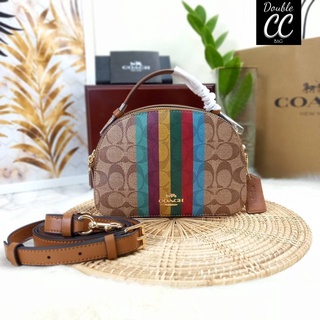 (แท้ 💯%‼ Factory) CO ACH C5642 SERENA SATCHEL IN SIGNATURE CANVAS WITH STRIPE