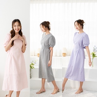 Fairy dress เดรสยาวมินิมอล (โค้ด MISSHAPR1 ลด 45.ขั้นต่ำ 300) (โค้ด MISSHAPR2 ลด 65.ขั้นต่ำ 500)คอกลมแขนสั้น มีโบว์หลัง