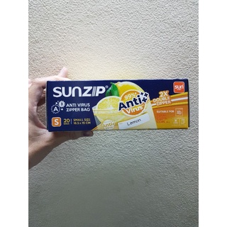 SUNZIPซันซิปANTI-VIRUS (Small Size)ถุงซิปล็อคคู่ ถุงซิปแอนตี้ไวรัส(16.5x15.0cm) บรรจุ 20 ใบ/กล่อง ถุงซิปถนอมอาหาร ถุง