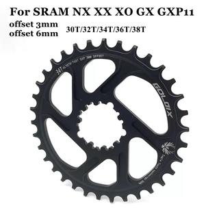 ใบจานหน้าเดี่ยว ใบจานเดี่ยวGXP Bike MTB Mountain Bike chainring 6mm 3mm offset 30T/32T/34T/36T/38T Crown bicycle chainwheel for Sram 11/12S NX XX XO GX GXP11 single disc tray bicycle Crank accessories