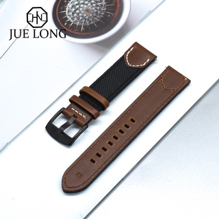 Double Nylon + Genuine Leather Watch Bands High Quality Quick Release Watch Band Strap 20mm 22mm Pin Buckle For Men Women