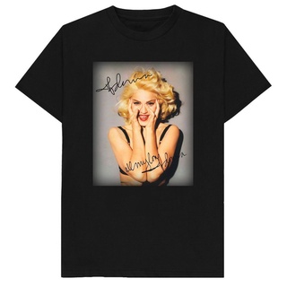 tshirtเสื้อยืดคอกลมฤดูร้อนเสื้อยืดแขนสั้น พิมพ์ลาย Madonna Signature สีดํา สําหรับผู้ชาย และผู้หญิง ไซซ์ S ถึง 5XlSto4XL