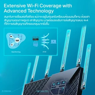 TP-Link Archer AX72 AX5400 Dual-Band Gigabit Wi-Fi 6 เราเตอร์เพื่อ 8K Streaming เกมส์ออนไลน์ พร้อม 6 เสาสัญญาณคุณภาพสูง