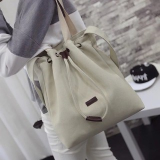 Fashion กระเป๋าผ้า SWEETY ถือก็ได้สะพายก็สวย (khaki)