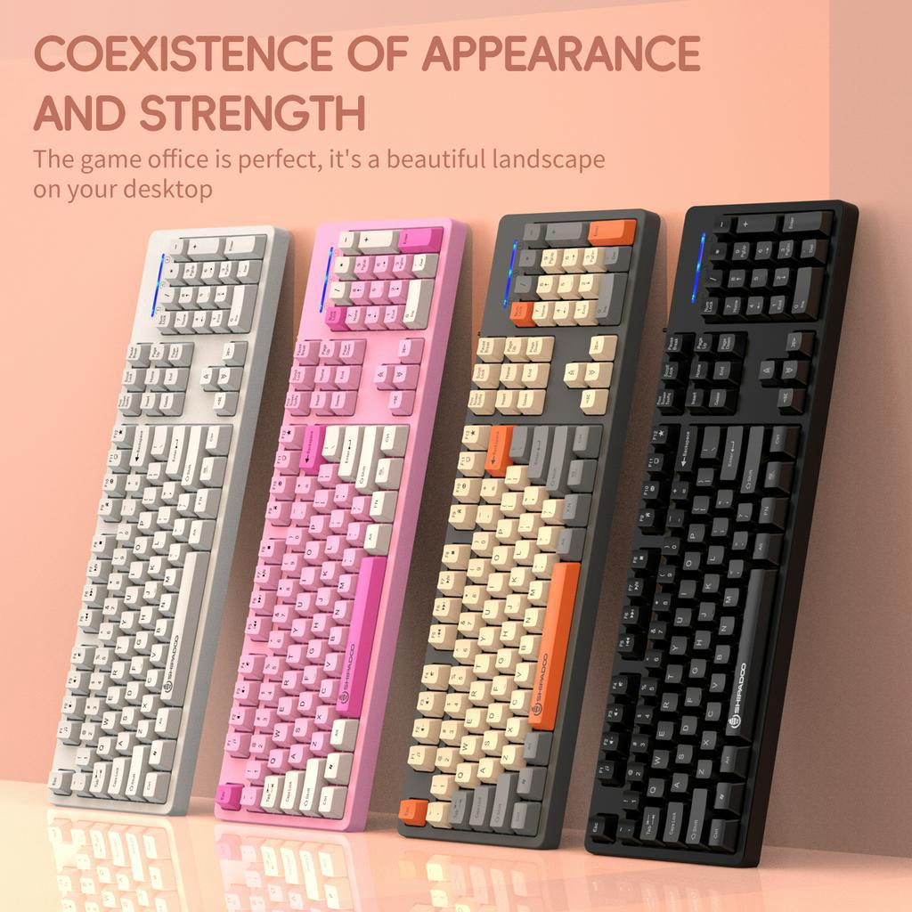 K600 104 คีย ์ คีย ์ บอร ์ ดแบบมีสายพร ้ อมปุ ่ มกดตัวเลข , Linear และ Smooth,Tilted เท ้ า 3 สีผสม Keycap, เหมาะสําหรับ Mechanical บน Windows แล ็ ปท ็ อปเกมคอนโซล