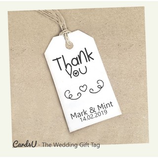 (พร้อมส่ง แพค 50 มี 4 แบบ) ป้ายแท็กของชำร่วย Thank You Wedding Gift Tag – เปลี่ยนข้อความได้