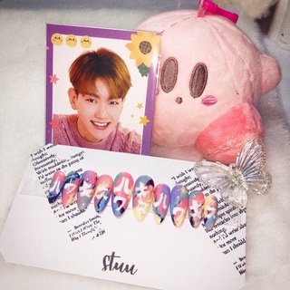 เล็บปลอมสายฝอ 🌈ไอติมเรนโบว์ ฟรีกาวตะไบ สีเจลแท้ งานแฮนด์เมด​
