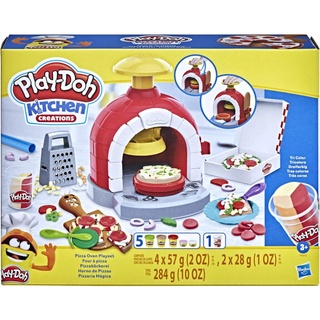 Play-Doh Kitchen Creations Pizza Oven Playset, Play Food Toy 6 Cans of Modeling Compound, 8 Accessories, Non-Toxic