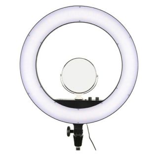 LED Ring Light ไฟแต่งหน้า 18-inches Black LR-18 ll(w/ Mirror, Smartphone Holder)