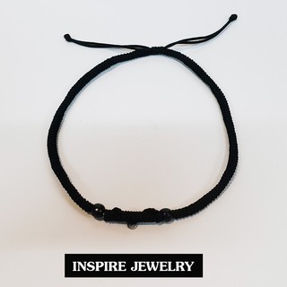 Inspire Jewelry ,สรอยคอเชือกถักเงื่อน สีดำ ให้เลือกใส่ ปรับสั้นยาวได้ งานฝีมือThai Handmade ใสพระได้ 1องค์