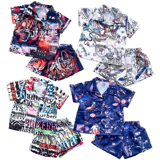 ชุดเชตเสื้อคอปก+กางเกงขาสั้น พิมพ์ดิจิตอล