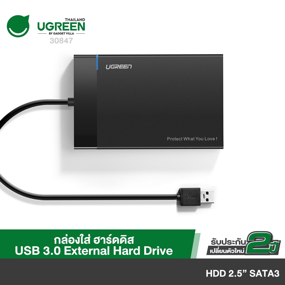 UGREEN รุ่น 30847 USB 3.0 External Box Hard Drive 2.5  กล่องใส่ฮาร์ดดิส External Hard Drive Enclosure Adapter USB 3.0 to SATA Hard Disk Case Housing  for Sandisk, WD, Seagate, Toshiba, Samsung , HDD, SSD 6TB กล่องเก็บ hard drive ขนาด 2.5 นิ้ว
