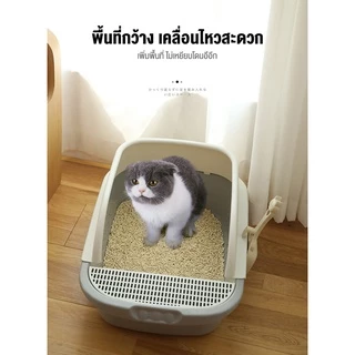 ห้องน้ำแมว ห้องน้ำแมวใหญ่ มีให้เลือกหลายขนาดเพื่อให้พอดีกับกรงสัตว์เลี้ยง กระบะทรายแมว รุ่นขอบสูงมีตะแกรงดักทราย