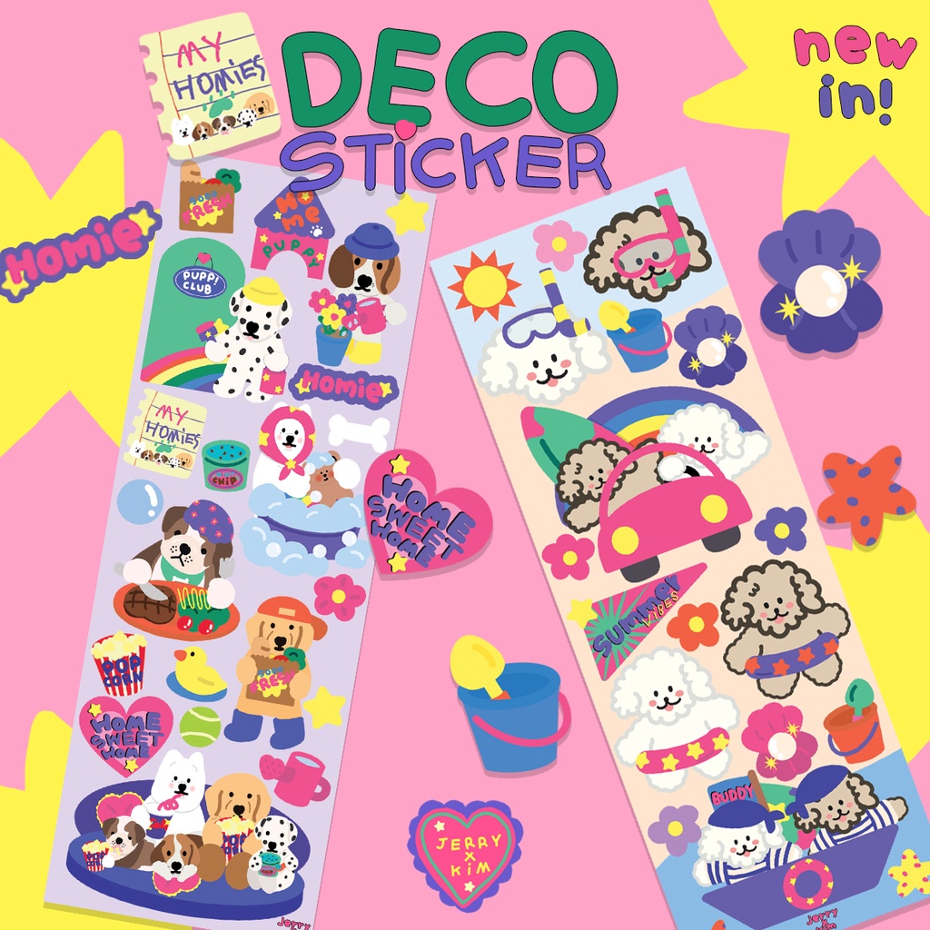 สติ๊กเกอร์ deco sticker IIl สติ๊กเกอร์แปะโน๊ต สติ๊กเกอร์ตกแต่ง ไดคัท ขนาด 5.24x24.8cm