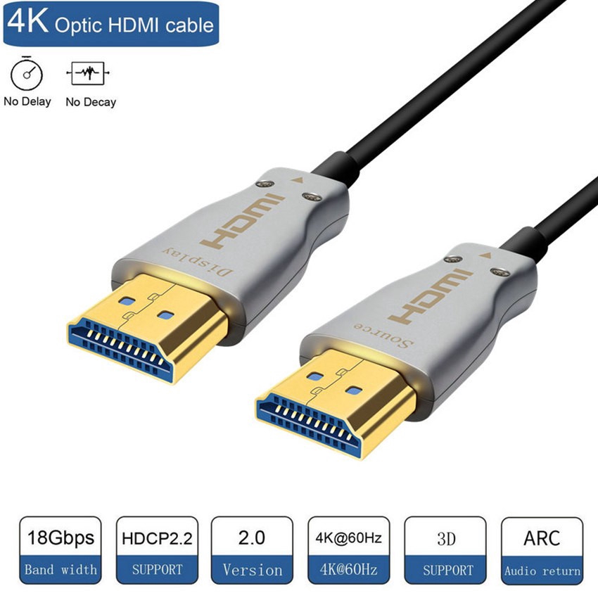 VEGGIEG HDMI 2.0 Cable 4K 60Hz 100Hz Fiber Optic HDMI Cable 2.0