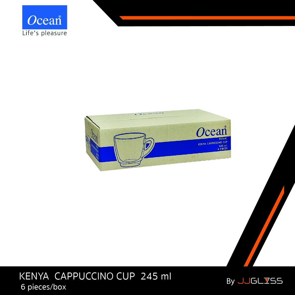 JJGLASS - (Ocean) P01641 Kenya Cappuccino Cup 1กล่อง (6ใบ) - แก้วกาแฟ ถ้วยกาแฟคาปูชิโน่ ขนาด 9 ออนซ์ จานรองถ้วย P01671