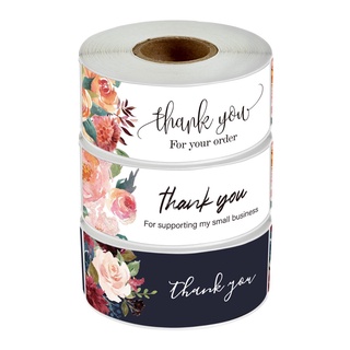 สติกเกอร์ฉลาก Thank You Sticker ลายดอกไม้ ยาว 1*3 นิ้ว สําหรับตกแต่งสมุดภาพ ซองจดหมาย ของขวัญ 120 ชิ้น ต่อม้วน