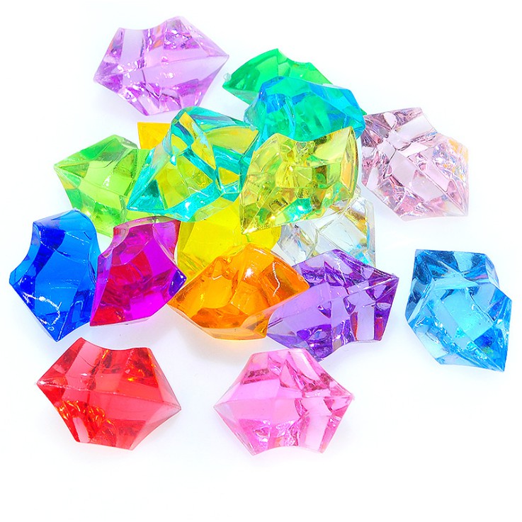 ลูกปัดอะคริลิค หินน้ําแข็งเจ็ดสี คริสตัล อัญมณีปลอม พลาสติก PS 10 ชิ้น