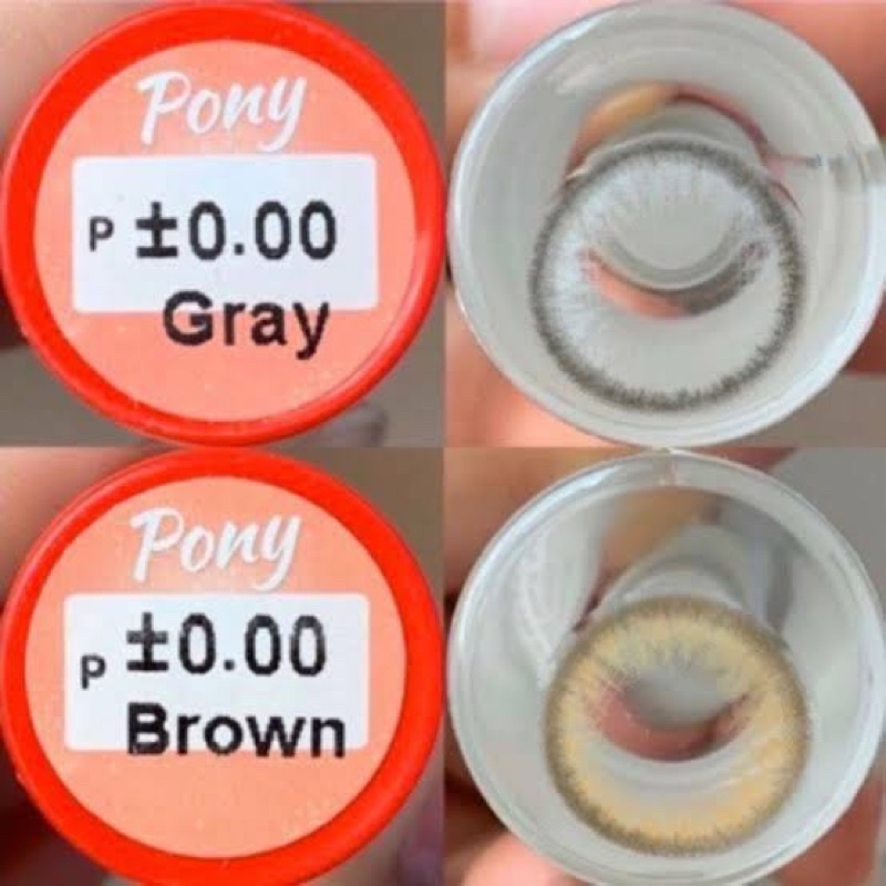 Pony gray brown ฝาแดงเทาน้ำตาล แฟชั่นลายฮิตลายขายดี คอนแทคเลนส์พร้อมส่ง